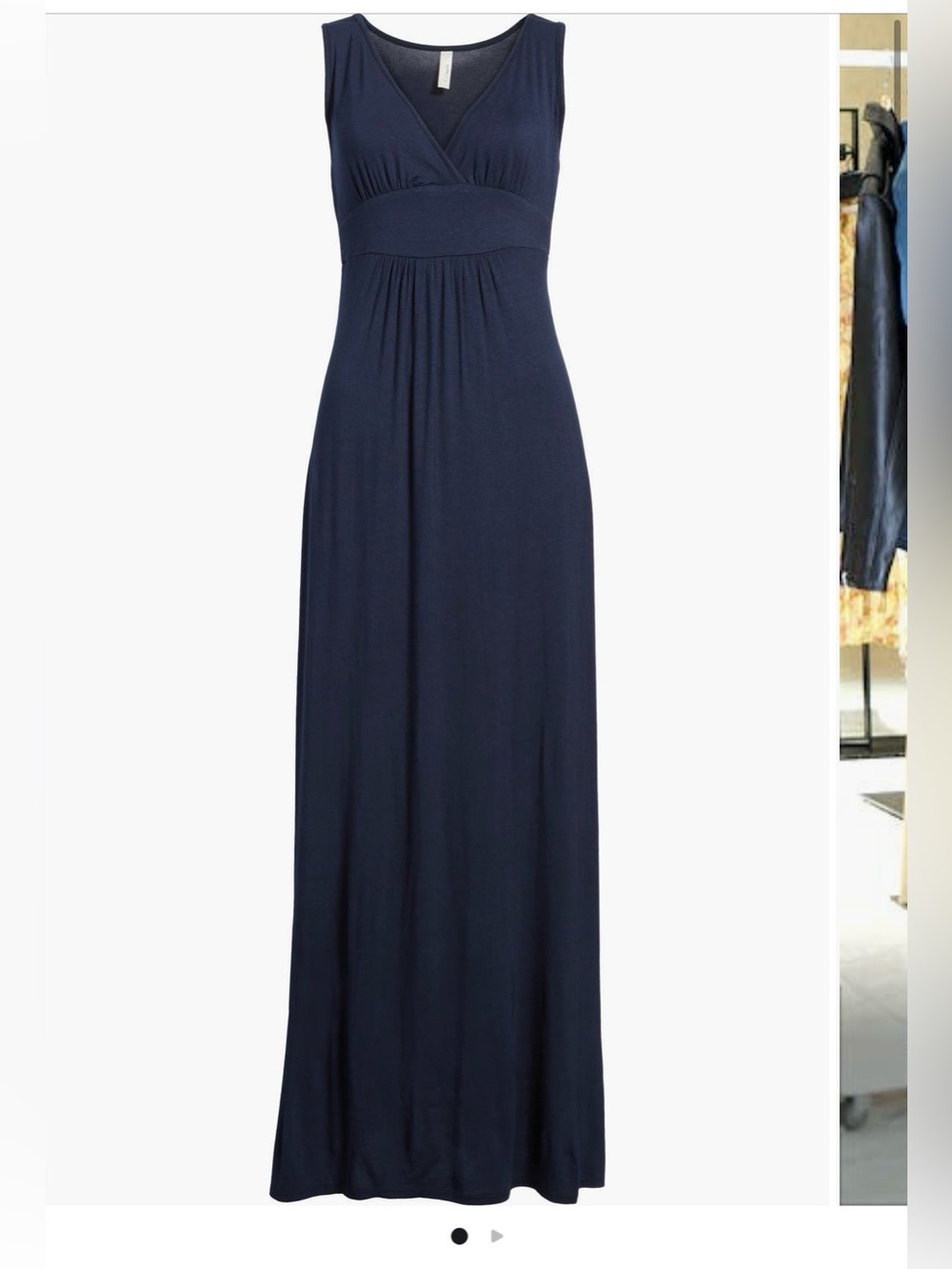 Navy Maxi Dress Jersey V-Neck Navy size small